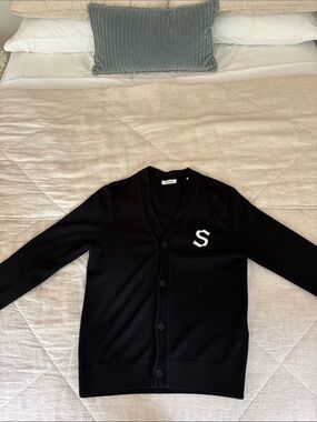 Sandro Black Cardigan with White 'S' Patch